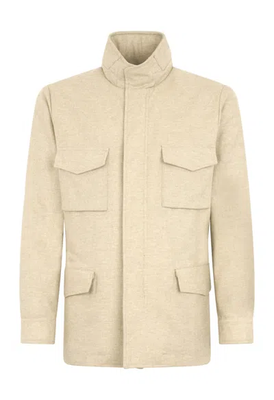 Boglioli Flannel Padded Field Jacket In White