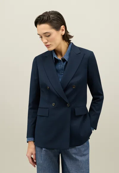 Boglioli Stretch Gabardine Bianca Blazer In Blue