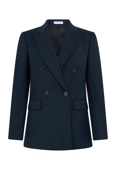 Boglioli Stretch Gabardine Bianca Blazer In Blue