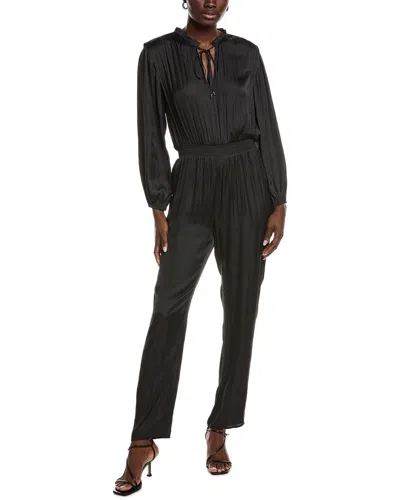 Maje Tie Neck Jumpsuit In Black