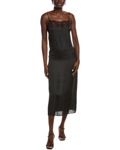 Maje Lace Neckline Slip Dress In Black