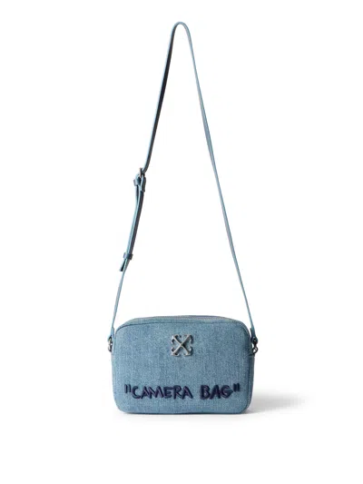 Off-white Jitney Camera Denim Bag In Blue