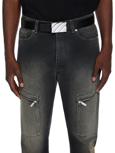 Off-white Diagonal Buckle Leather Belt In Black