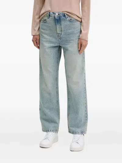 The Kooples Logo-patch Five-pocket Jeans In Blue
