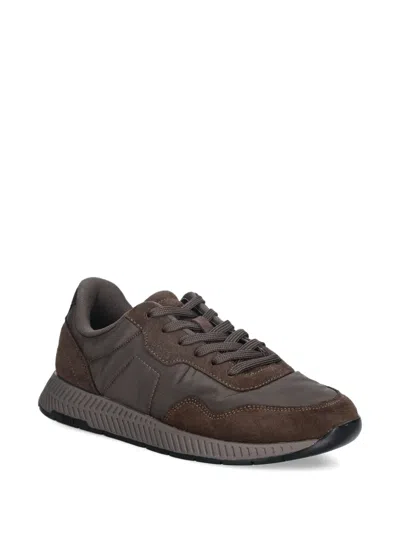 Hugo Boss Panelled Lace-up Sneakers In Brown