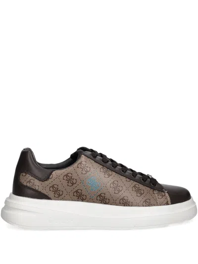 Guess Usa Elba Monogram-pattern Sneakers In Brown