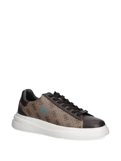 Guess Usa Elba Monogram-pattern Sneakers In Brown