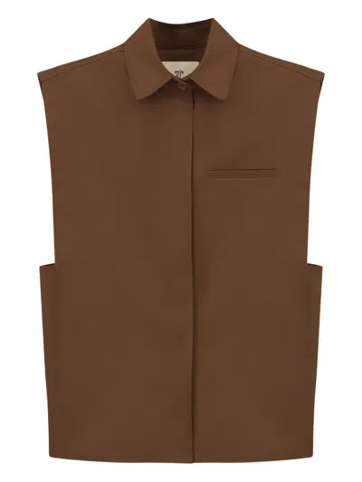 Misci Collared Vest In Brown