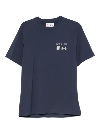 Mc2 Saint Barth Embroidered-detail T-shirt In Blue