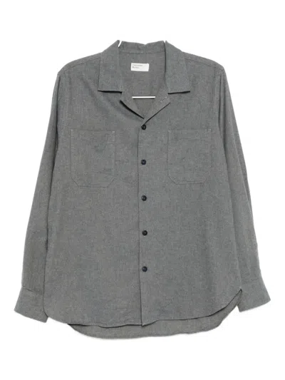 Universal Works Brushed Flannel Shirt In Gray