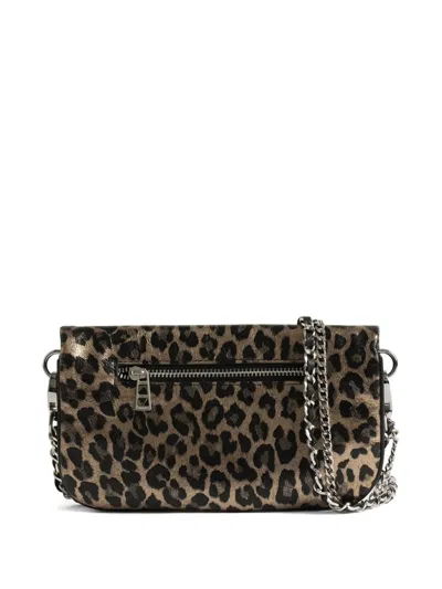 Zadig & Voltaire Rock Nano Metallic Leopard Print Leather Clutch In Animal Print