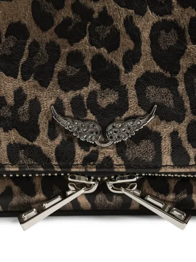 Zadig & Voltaire Rock Nano Metallic Leopard Print Leather Clutch In Animal Print