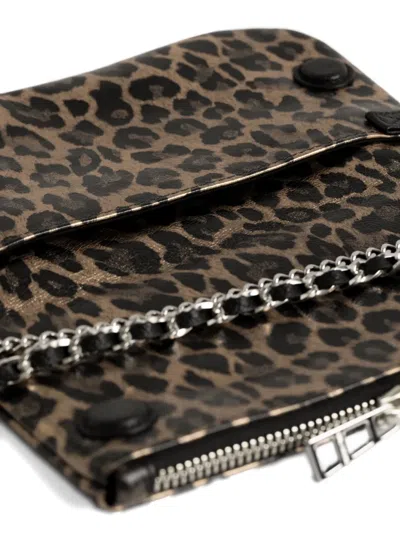 Zadig & Voltaire Rock Nano Metallic Leopard Print Leather Clutch In Animal Print