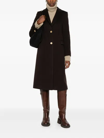 Tagliatore Buttoned Coat In Brown