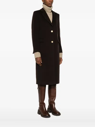 Tagliatore Buttoned Coat In Brown