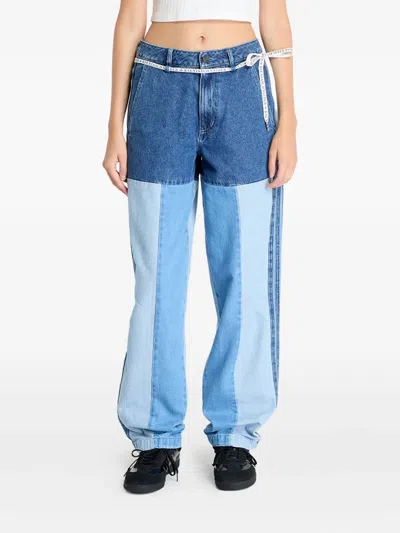 Adidas Originals X Kseniaschnaider Patchwork Cotton Jeans In Blue