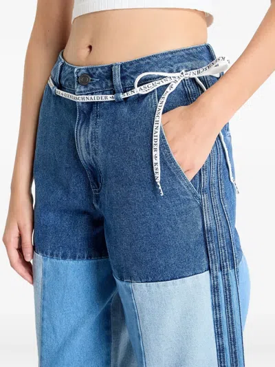 Adidas Originals X Kseniaschnaider Patchwork Cotton Jeans In Blue