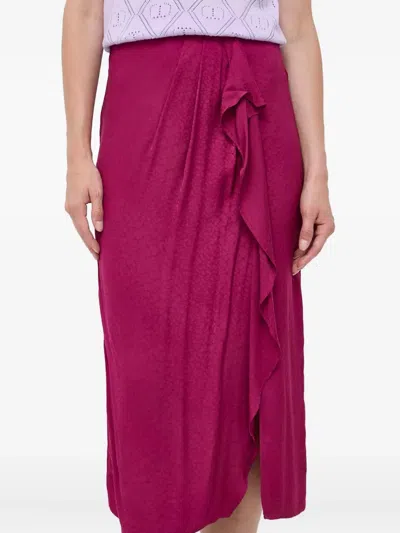 Twinset Ruffled Midi Skirt In Purple