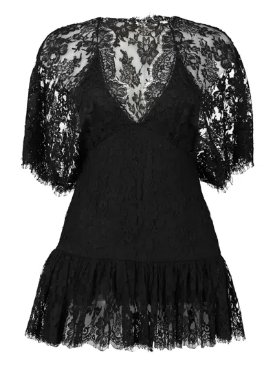 Chloé Lace Short-sleeve Ruffle Top In Black