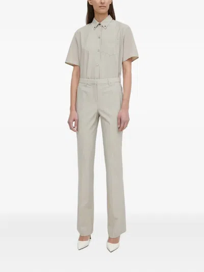 Theory Belted-loop Trousers In Gray