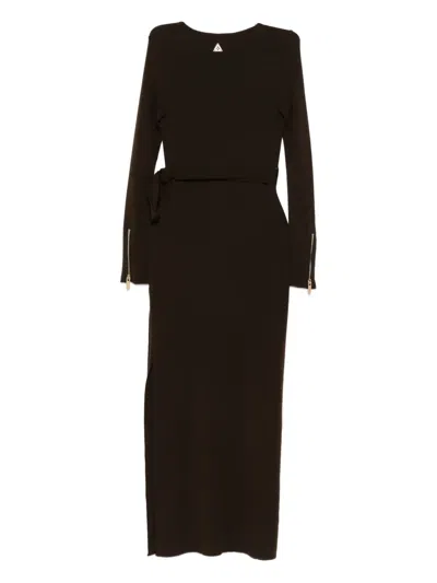Akep Side-slits Wrap Midi Dress In Brown