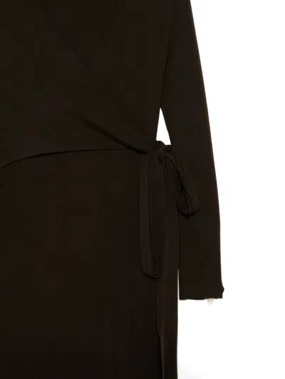 Akep Side-slits Wrap Midi Dress In Brown