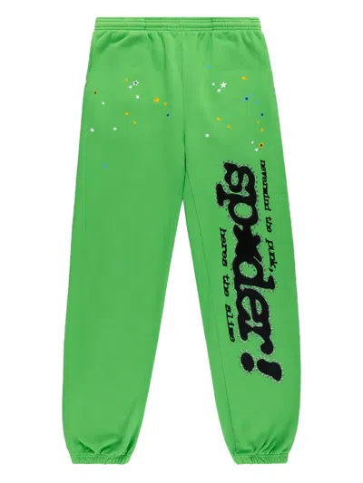 Sp5der Punk V2 Rhinestone Track Pants In Green