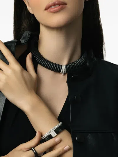 Roberto Demeglio Small 18k White Gold Three Station Necklace In Black