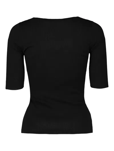 Michael Kors Scoop-neck Ribbed-neck T-shirt In Black