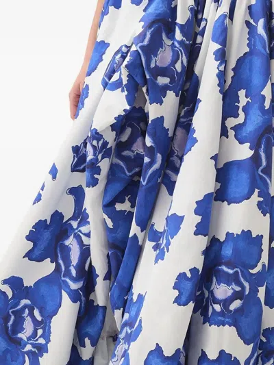 Aje Floral-print Strapless Dress In Blue