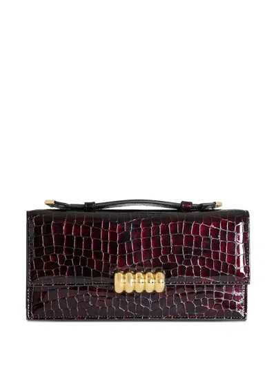 Retroféte Phoebe Crocodile-embossed Clutch Bag In Red
