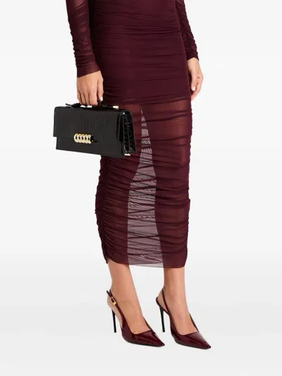 Retroféte Phoebe Crocodile-embossed Clutch Bag In Red