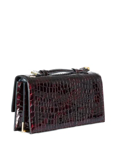 Retroféte Phoebe Crocodile-embossed Clutch Bag In Red