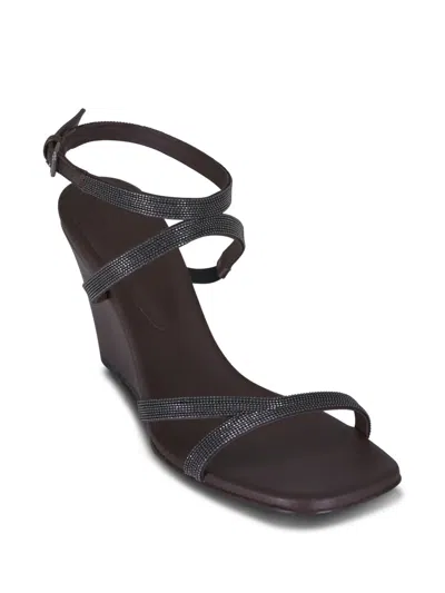 Brunello Cucinelli 90mm Leather Sandals In Brown