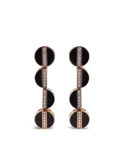 Alessa Jewelry 18k Rose Gold Elixer Diamond Earrings In Black
