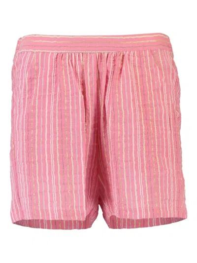 Valerie Khalfon Sassi Striped Pull-on Shorts In Pink
