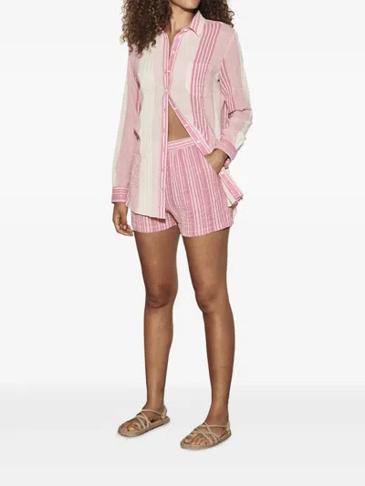 Valerie Khalfon Sassi Striped Pull-on Shorts In Pink