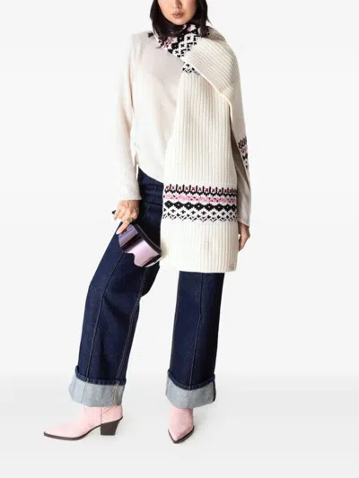 Rag & Bone Leigh Fair-isle Ribbed Scarf In Neutral