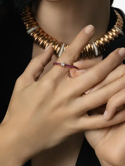 Roberto Demeglio 18k Rose Gold Diamond Ring In Gold