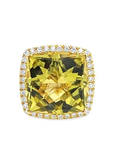 Lisa Nik 18k Yellow Gold Diamond And Lemon Quartz Ring In Yellow