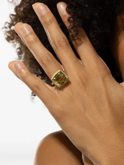 Lisa Nik 18k Yellow Gold Diamond And Lemon Quartz Ring In Yellow