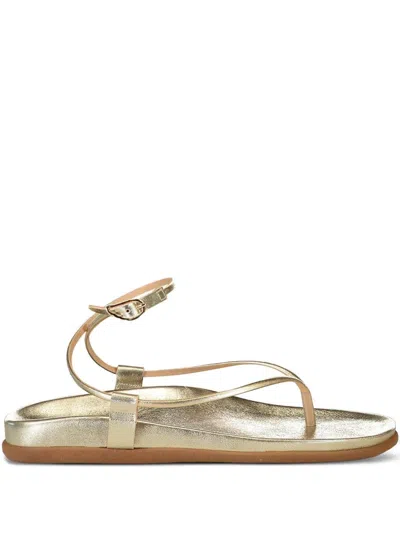 Ancient Greek Sandals Polistra Buckled Flat Sandals In Gold