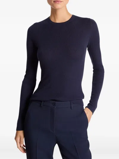 Michael Kors Ribbed Long-sleeve T-shirt In Blue
