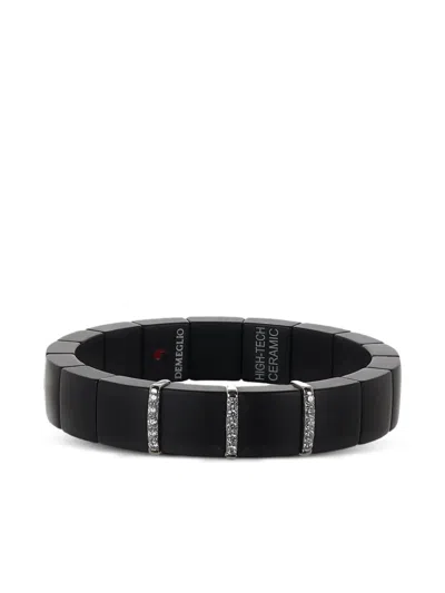 Roberto Demeglio 18k White Gold Bar Domino Bracelet In Black