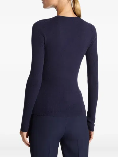 Michael Kors Ribbed Long-sleeve T-shirt In Blue
