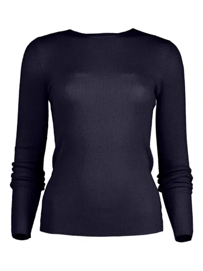 Michael Kors Ribbed Long-sleeve T-shirt In Blue