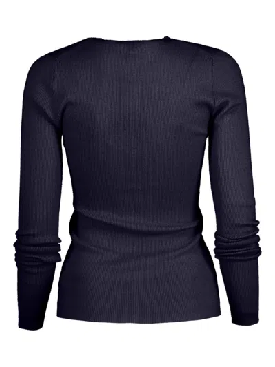 Michael Kors Ribbed Long-sleeve T-shirt In Blue