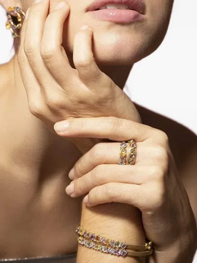 Sutra 18k Yellow Gold Sapphire And Diamond Bangle Bracelet In Gold