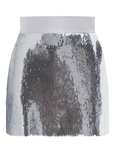 Alex Perry Delon Sequinned Mini Skirt In Silver