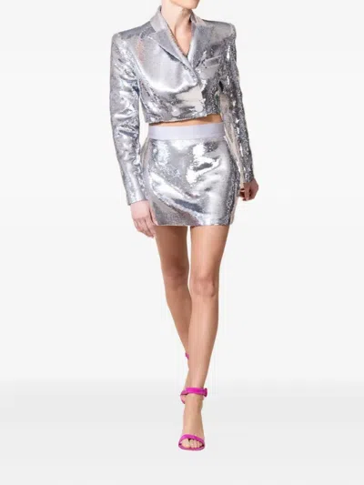 Alex Perry Delon Sequinned Mini Skirt In Silver